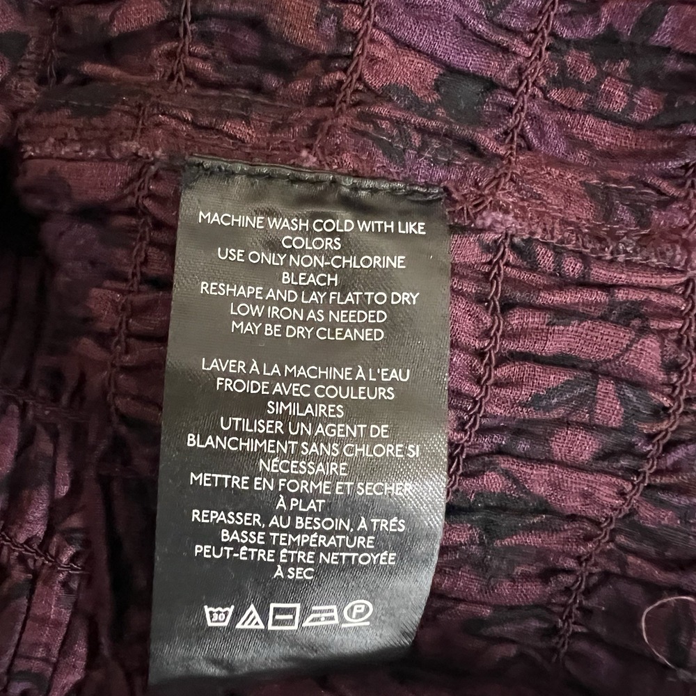 Free People Smock It To Me Mini Dress XS Burgundy Floral Puff Sleeve Cotton NEW - Picture 10 of 13